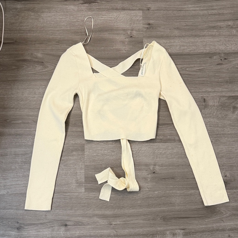 Elegant Cream Long Sleeve Women's Top